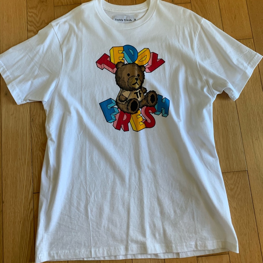 men’s white teddy fresh tee